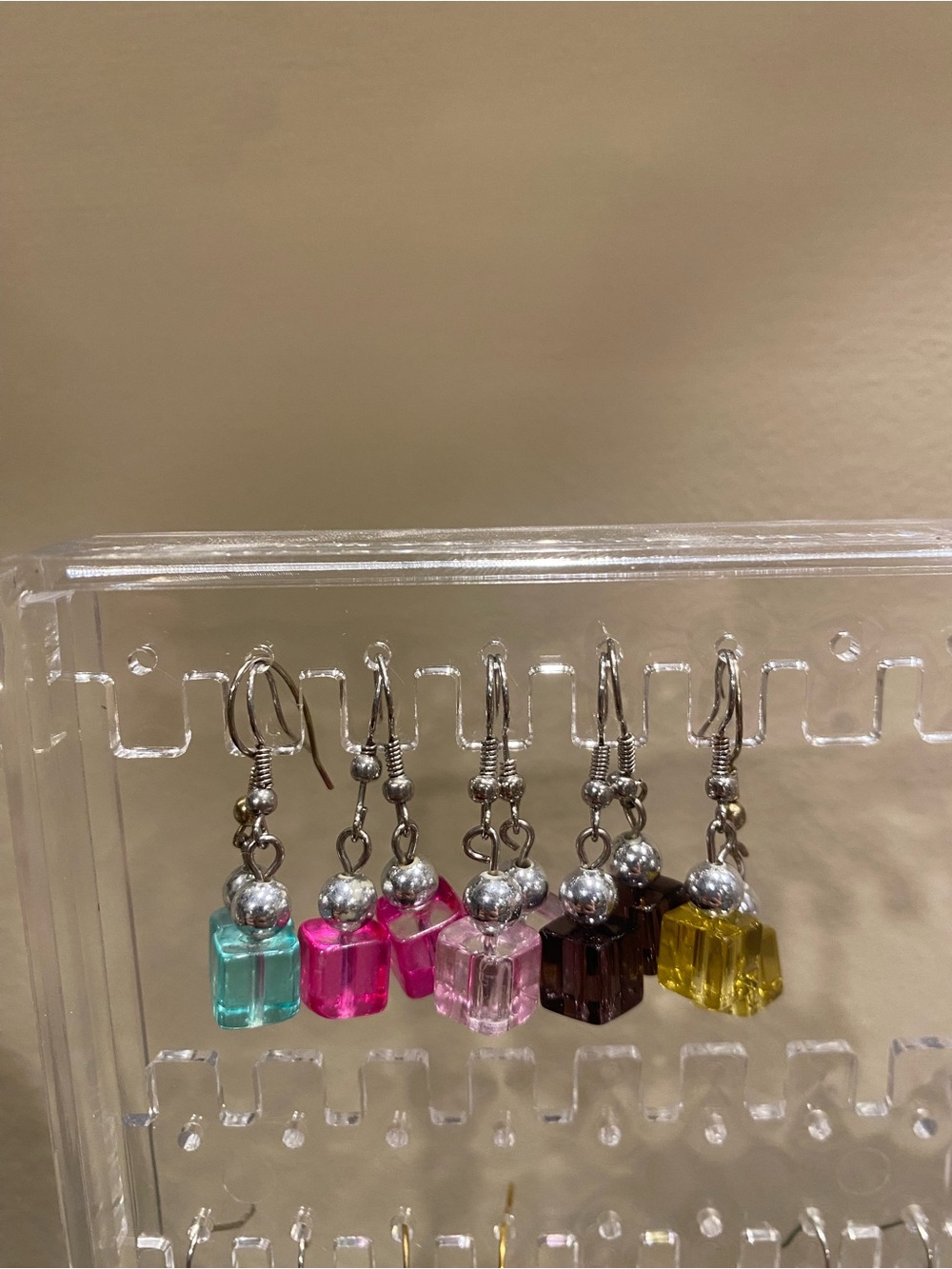 Vintage Cube Bead Earrings Set of 5